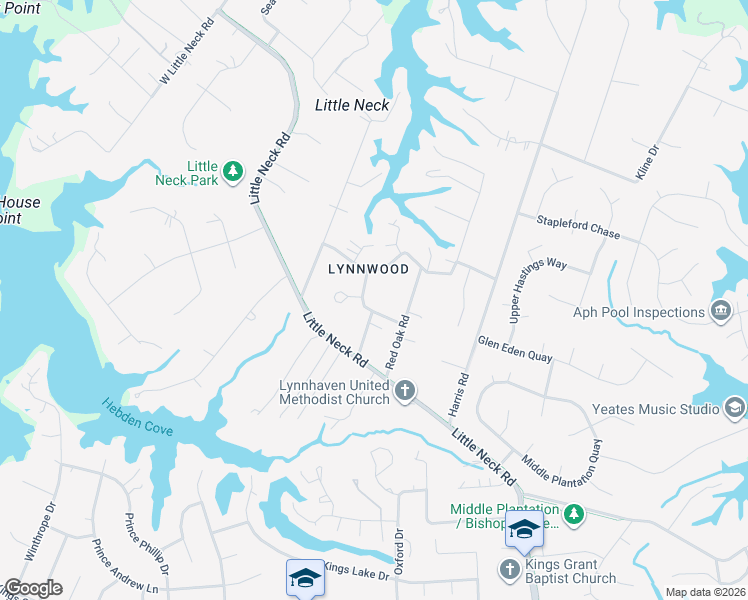 map of restaurants, bars, coffee shops, grocery stores, and more near 3412 Green Holly Crescent in Virginia Beach