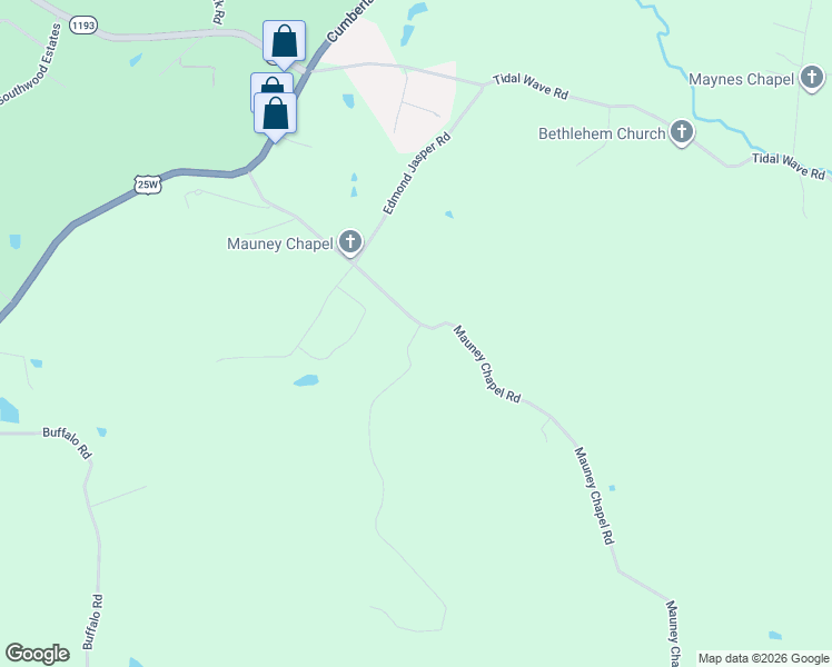 map of restaurants, bars, coffee shops, grocery stores, and more near Mauney Chapel Road in Corbin