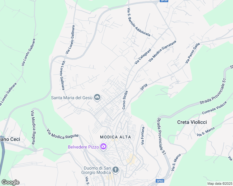map of restaurants, bars, coffee shops, grocery stores, and more near 7 Via Musco Angelo in Modica