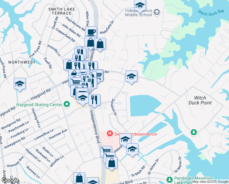 map of restaurants, bars, coffee shops, grocery stores, and more near 4521 Drum Castle Court in Virginia Beach
