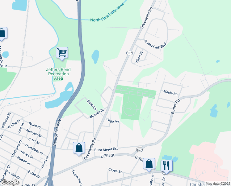map of restaurants, bars, coffee shops, grocery stores, and more near 2046 Greenville Road in Hopkinsville