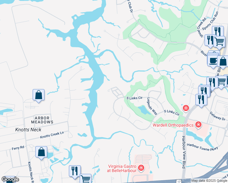 map of restaurants, bars, coffee shops, grocery stores, and more near 1012 Skiffs Landing Lane in Suffolk