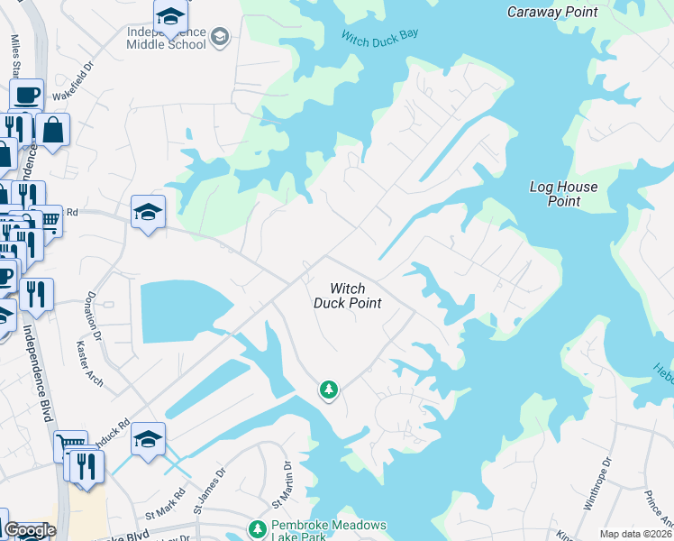 map of restaurants, bars, coffee shops, grocery stores, and more near 4125 Richardson Road in Virginia Beach