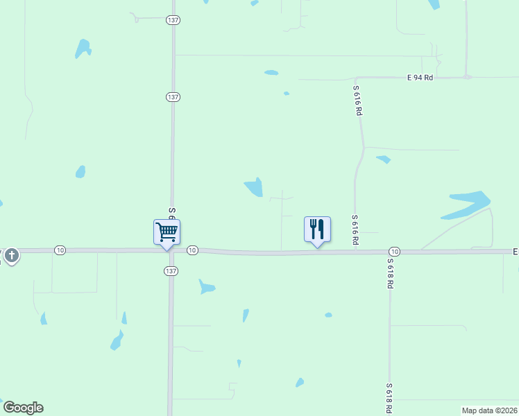 map of restaurants, bars, coffee shops, grocery stores, and more near 9851 South 614 Road in Miami