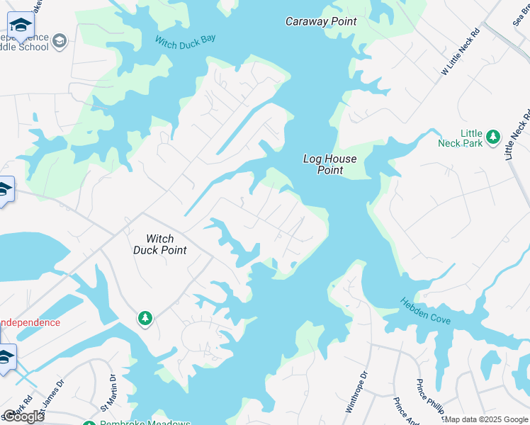 map of restaurants, bars, coffee shops, grocery stores, and more near 3950 Richardson Road in Virginia Beach