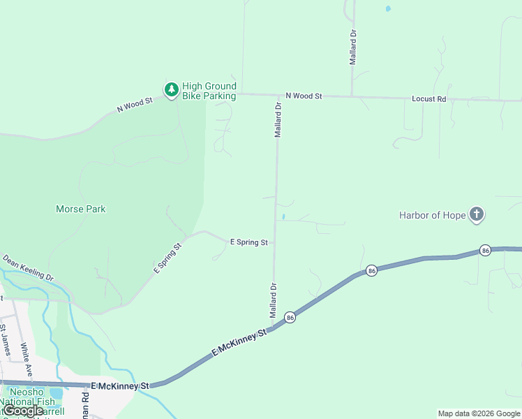 map of restaurants, bars, coffee shops, grocery stores, and more near 13385-13523 Mallard Dr in Neosho