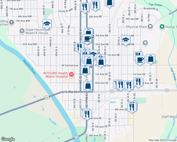 map of restaurants, bars, coffee shops, grocery stores, and more near in Miami