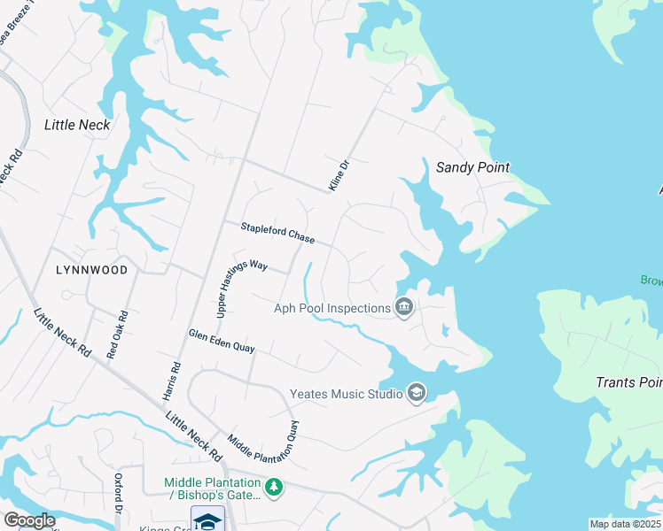 map of restaurants, bars, coffee shops, grocery stores, and more near 920 Downshire Chase in Virginia Beach
