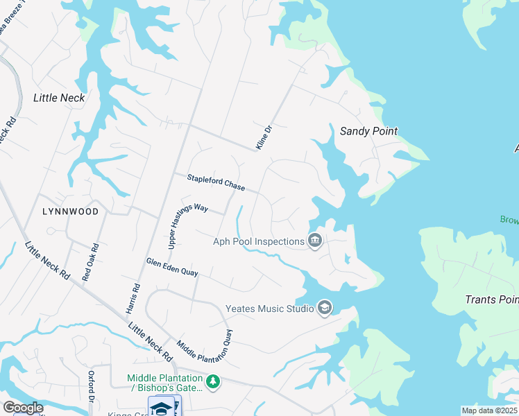 map of restaurants, bars, coffee shops, grocery stores, and more near 920 Downshire Chase in Virginia Beach