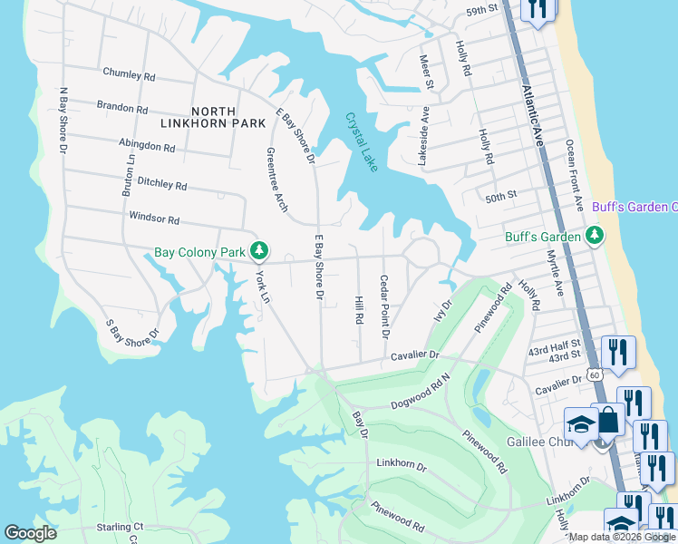 map of restaurants, bars, coffee shops, grocery stores, and more near 709 Bay Colony Dr in Virginia Beach