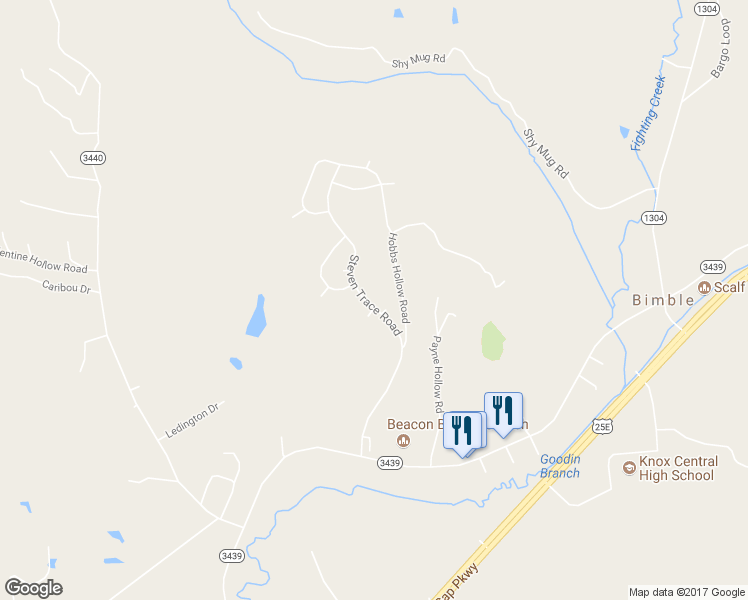 map of restaurants, bars, coffee shops, grocery stores, and more near 410 Stephen Trace Road in Barbourville