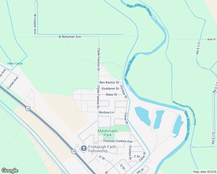 map of restaurants, bars, coffee shops, grocery stores, and more near 671 Dodderer Street in Firebaugh