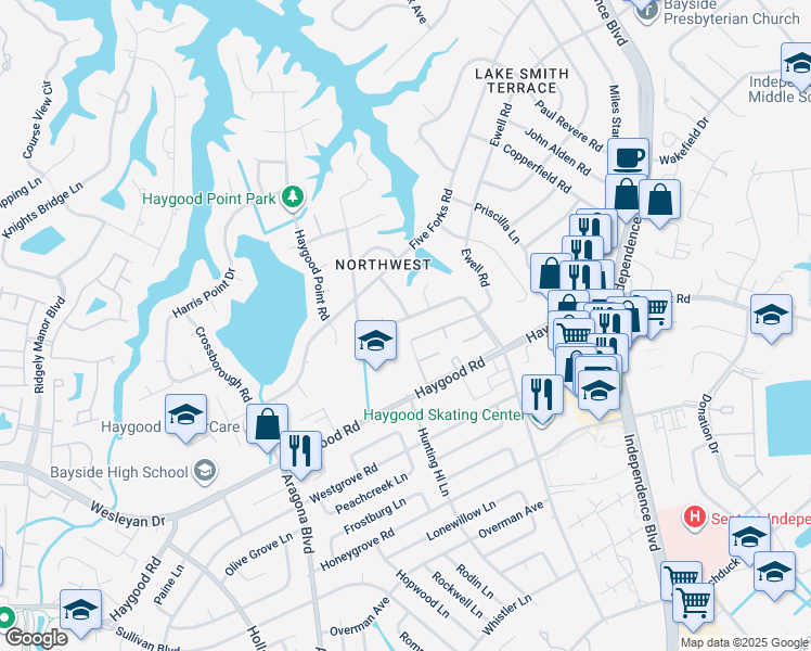 map of restaurants, bars, coffee shops, grocery stores, and more near 921 West Ferry Plantation Road in Virginia Beach