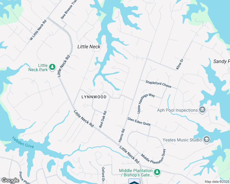 map of restaurants, bars, coffee shops, grocery stores, and more near 3362 Walnut Lane in Virginia Beach