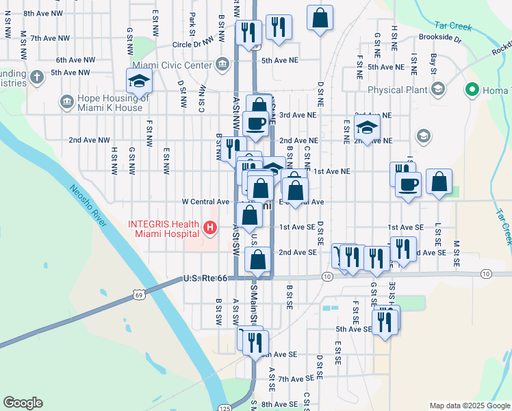 map of restaurants, bars, coffee shops, grocery stores, and more near in Miami