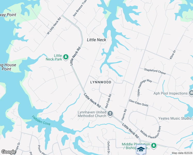 map of restaurants, bars, coffee shops, grocery stores, and more near 3500 Lynnwood Drive in Virginia Beach