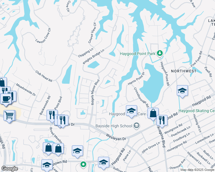 map of restaurants, bars, coffee shops, grocery stores, and more near 5228 Averham Drive in Virginia Beach