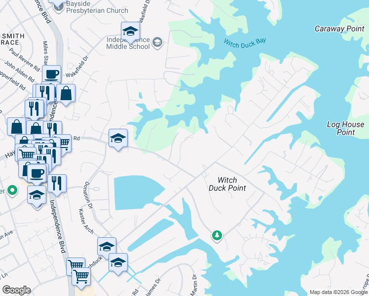 map of restaurants, bars, coffee shops, grocery stores, and more near 1116 Lady Ginger Lane in Virginia Beach