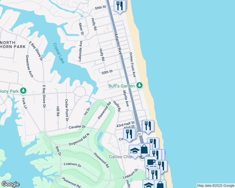 map of restaurants, bars, coffee shops, grocery stores, and more near 236 Bay Colony Drive in Virginia Beach