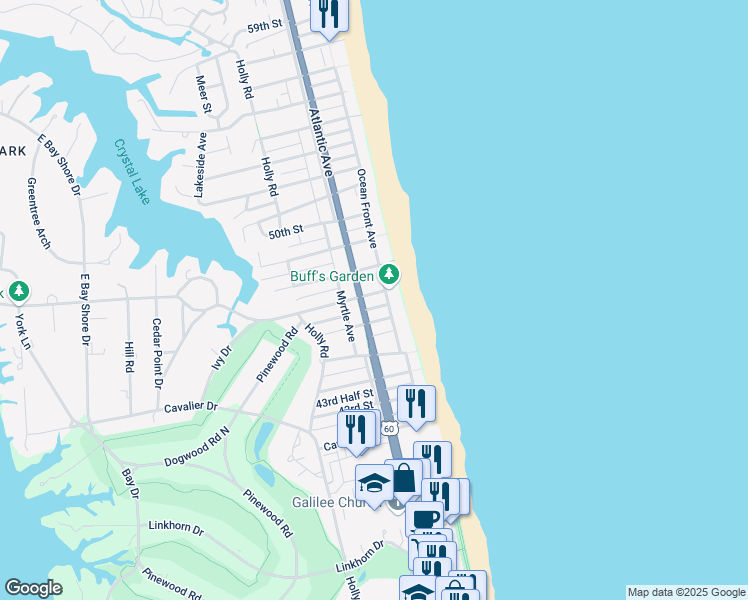 map of restaurants, bars, coffee shops, grocery stores, and more near 117 Bay Colony Drive in Virginia Beach