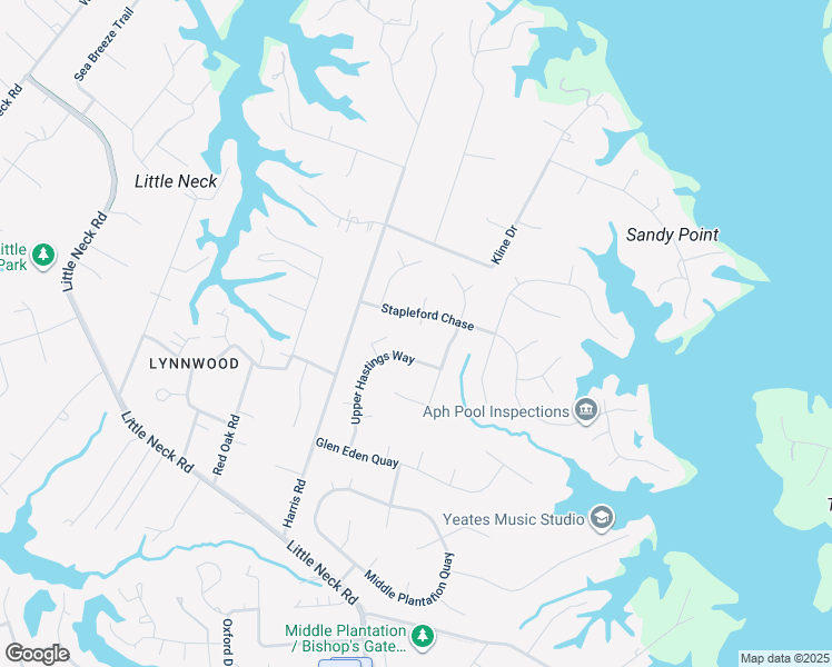 map of restaurants, bars, coffee shops, grocery stores, and more near 901 Penrith Close in Virginia Beach