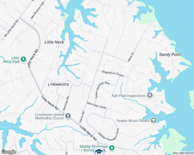 map of restaurants, bars, coffee shops, grocery stores, and more near 3405 Harrow Cross in Virginia Beach