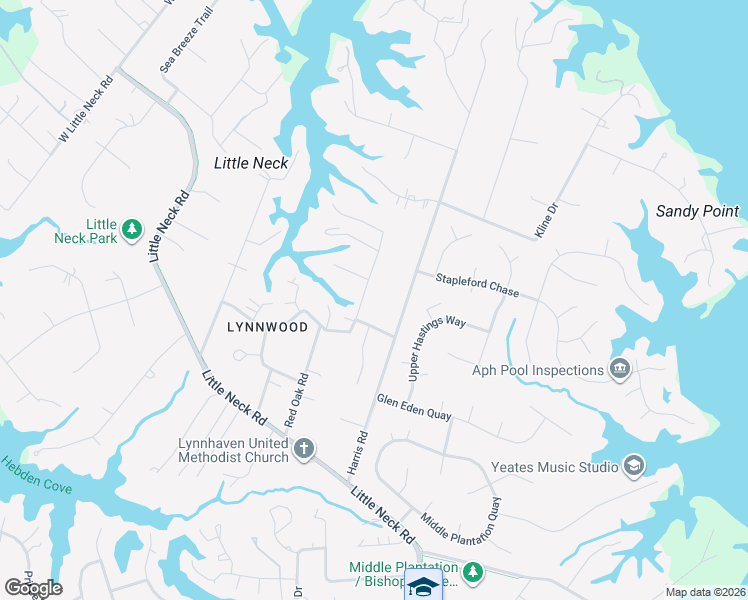 map of restaurants, bars, coffee shops, grocery stores, and more near 1213 Harris Road in Virginia Beach