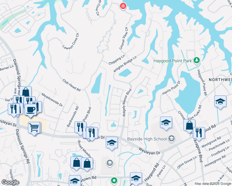 map of restaurants, bars, coffee shops, grocery stores, and more near 5328 Bramcote Place in Virginia Beach