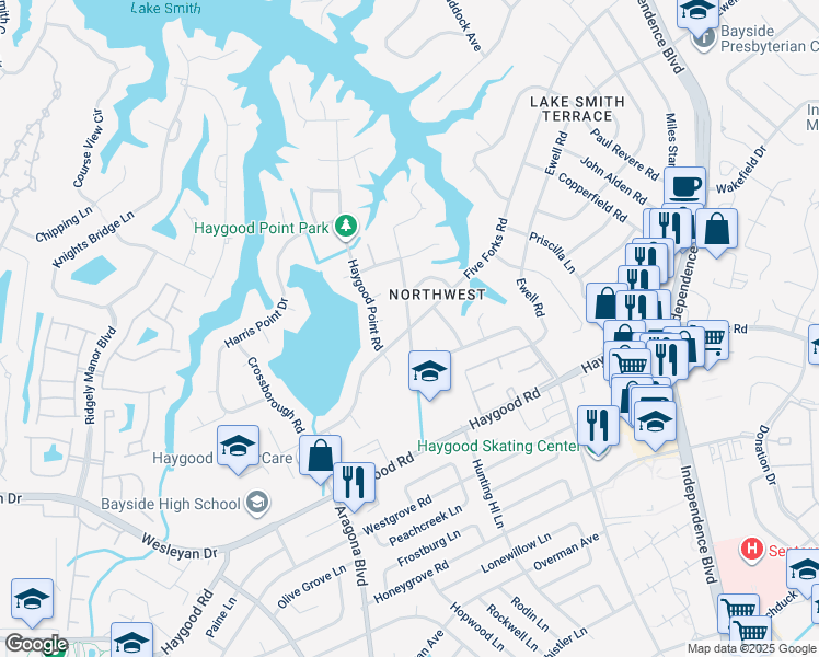 map of restaurants, bars, coffee shops, grocery stores, and more near 900 5 Forks Rd in Virginia Beach