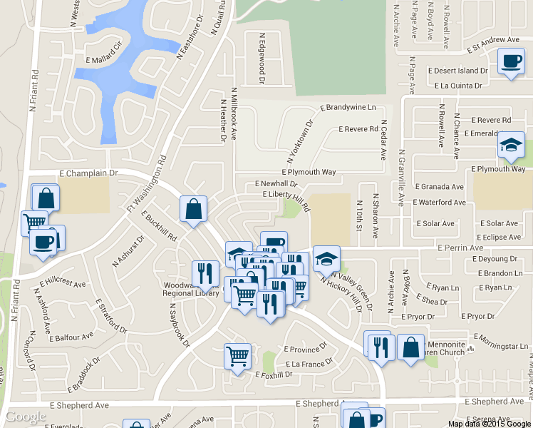 map of restaurants, bars, coffee shops, grocery stores, and more near 1041 East Democracy Avenue in Fresno