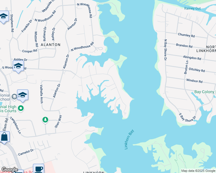 map of restaurants, bars, coffee shops, grocery stores, and more near 1521 Duke of Windsor Road in Virginia Beach