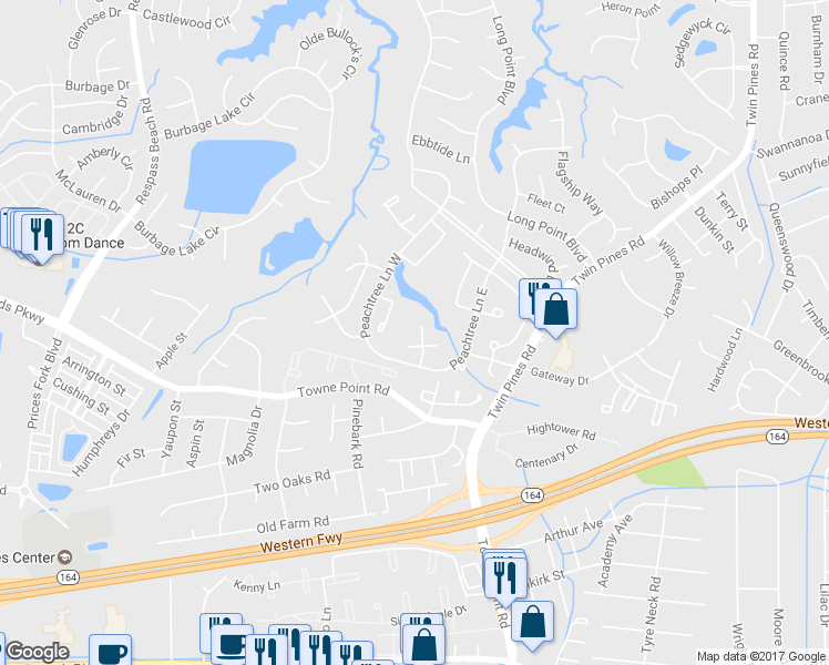 map of restaurants, bars, coffee shops, grocery stores, and more near 3808 Fruitwood Court in Portsmouth