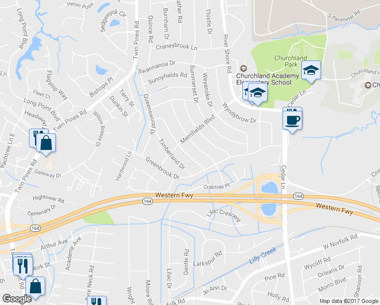 map of restaurants, bars, coffee shops, grocery stores, and more near 4025 Tarnywood Drive in Portsmouth