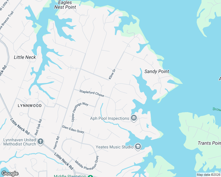 map of restaurants, bars, coffee shops, grocery stores, and more near 3301 Ulverston Quay in Virginia Beach