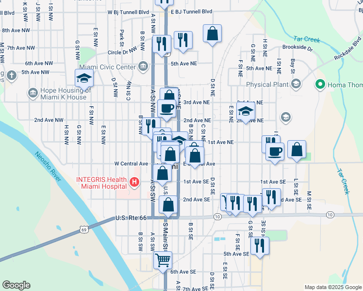 map of restaurants, bars, coffee shops, grocery stores, and more near 26 1st Avenue Northeast in Miami