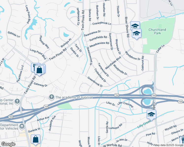 map of restaurants, bars, coffee shops, grocery stores, and more near 5 Timberland Court in Portsmouth