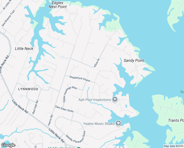 map of restaurants, bars, coffee shops, grocery stores, and more near 3301 Ulverston Quay in Virginia Beach