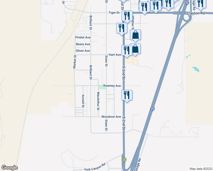 map of restaurants, bars, coffee shops, grocery stores, and more near 200 Kearney Avenue in Raton