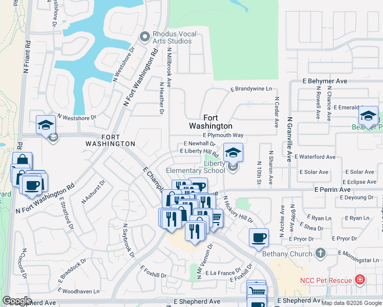 map of restaurants, bars, coffee shops, grocery stores, and more near 1041 East Democracy Avenue in Fresno