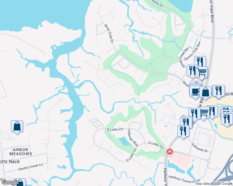 map of restaurants, bars, coffee shops, grocery stores, and more near 5232 Regatta Pointe Road in Suffolk