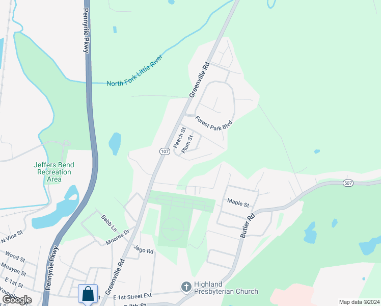 map of restaurants, bars, coffee shops, grocery stores, and more near 151 Pine Street in Hopkinsville