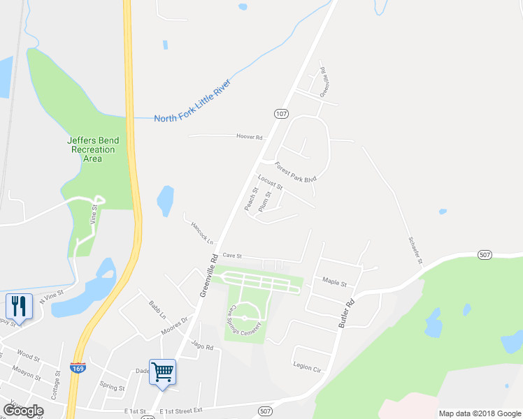 map of restaurants, bars, coffee shops, grocery stores, and more near 104 Plum Street in Hopkinsville