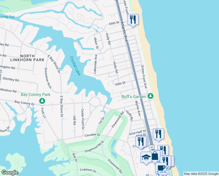 map of restaurants, bars, coffee shops, grocery stores, and more near 409 51st St in Virginia Beach