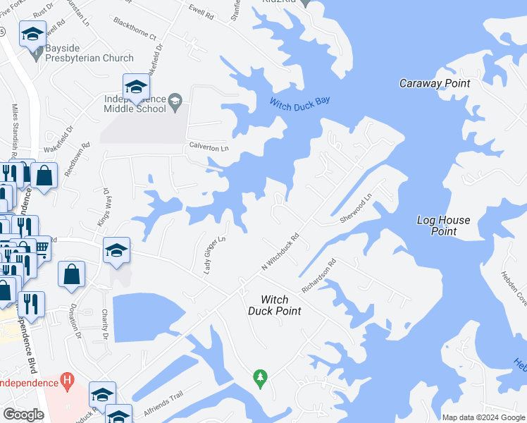 map of restaurants, bars, coffee shops, grocery stores, and more near 1220 Lawrence Grey Drive in Virginia Beach