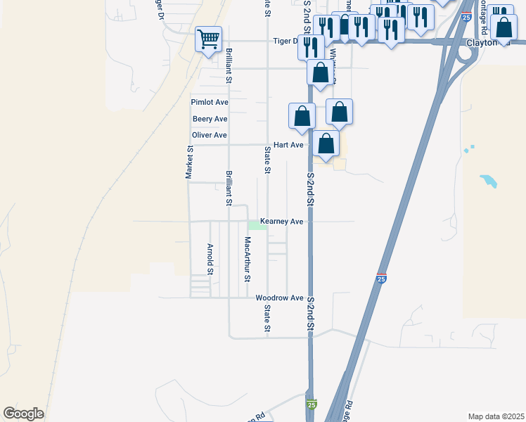 map of restaurants, bars, coffee shops, grocery stores, and more near 200-232 Kearney Avenue in Raton