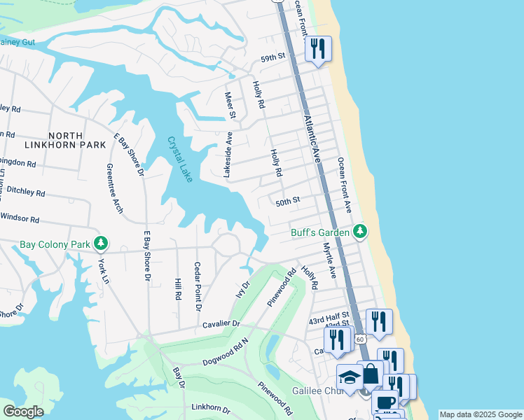 map of restaurants, bars, coffee shops, grocery stores, and more near 409 51st St in Virginia Beach