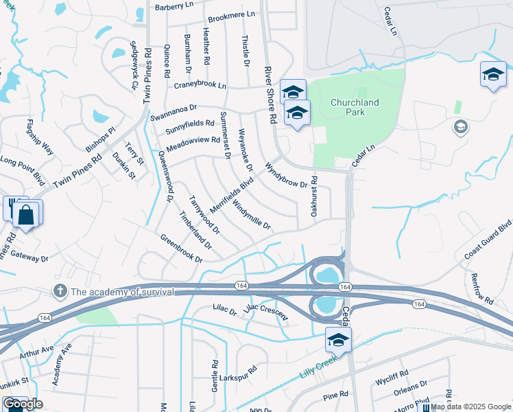map of restaurants, bars, coffee shops, grocery stores, and more near 4032 Summerset Drive in Portsmouth