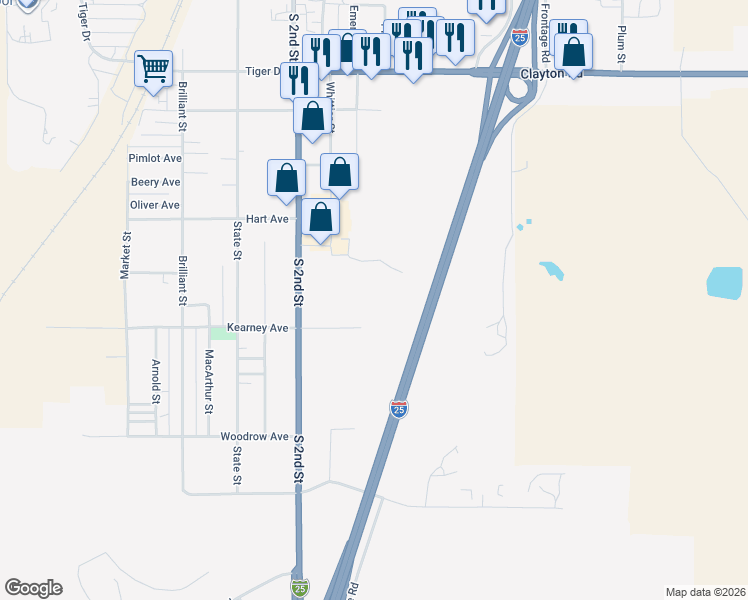 map of restaurants, bars, coffee shops, grocery stores, and more near 1391 South 2nd Street in Raton
