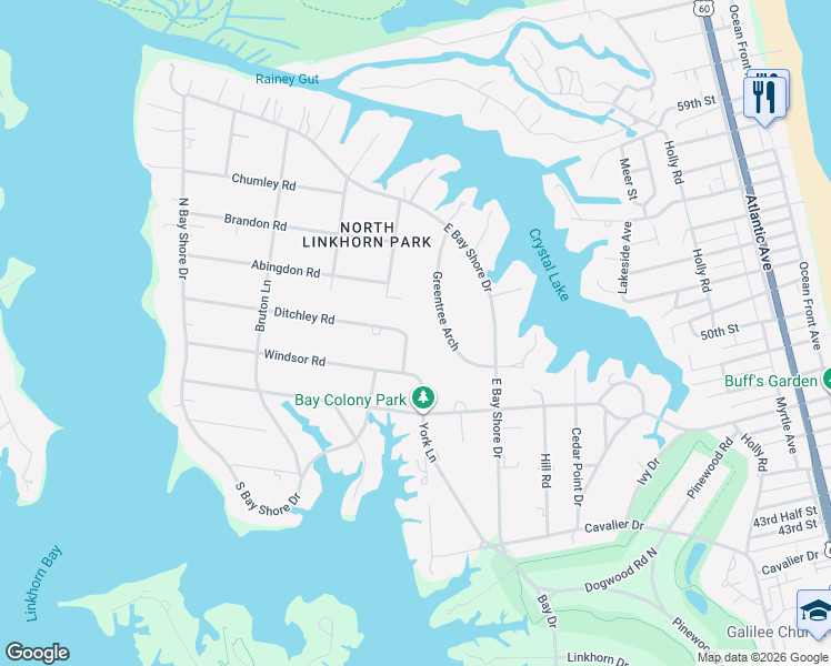 map of restaurants, bars, coffee shops, grocery stores, and more near 1228 York Lane in Virginia Beach