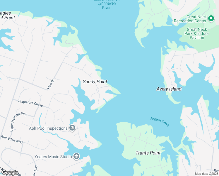map of restaurants, bars, coffee shops, grocery stores, and more near 3020 Lynndale Road in Virginia Beach